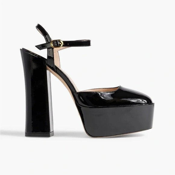 Stuart Weitzman Sky High 145 Patent Leather Platform Pumps Black Size 8.5 - Picture 1 of 11